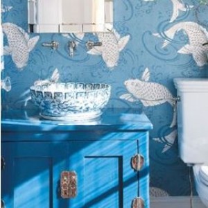 Wallpaper in a powder room