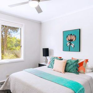 Teal bedroom - Property styling Melbourne - Leeder Interiors