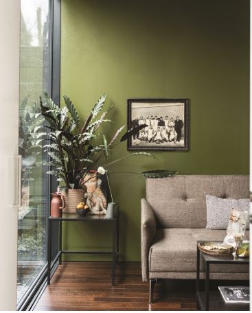 olive green interior - eclectic interior design - Leeder Interiors