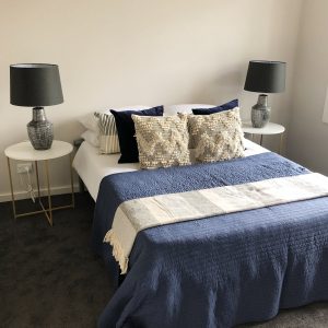 Blue bedroom - Interior Styling Melbourne - Leeder Interiors