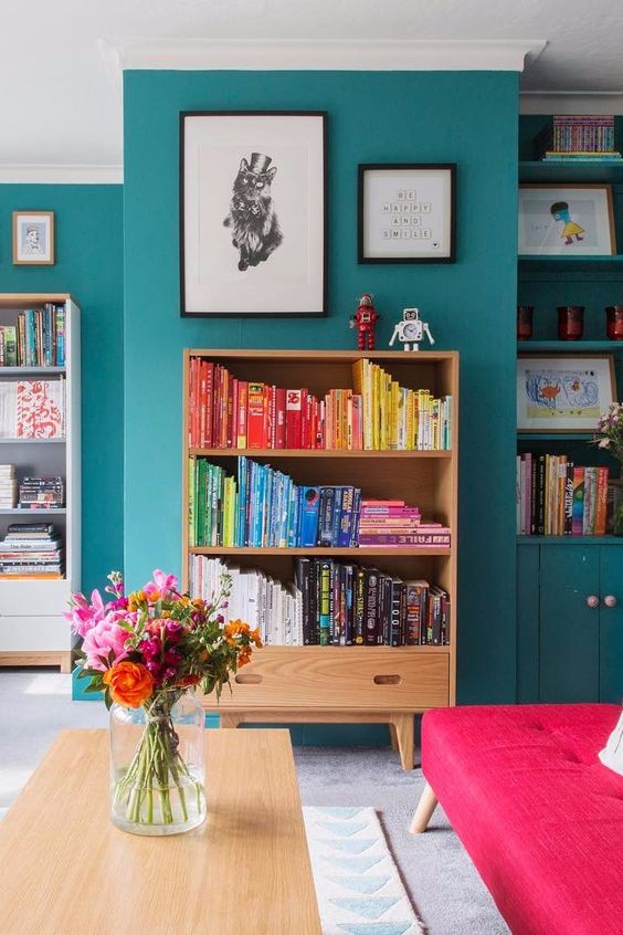 a colourful teal maximalist interior - Eclectic Interior Design - Leeder Interiors