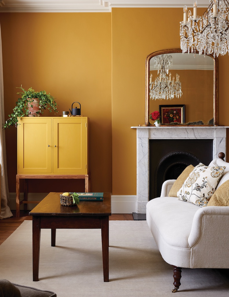 mustard coloured traditional living room - Interior Design Melbourne - Leeder Interiors